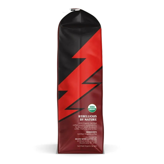 Death Wish Coffee Organic and Fair Trade, Dark Roast Ground Coffee, 16 oz