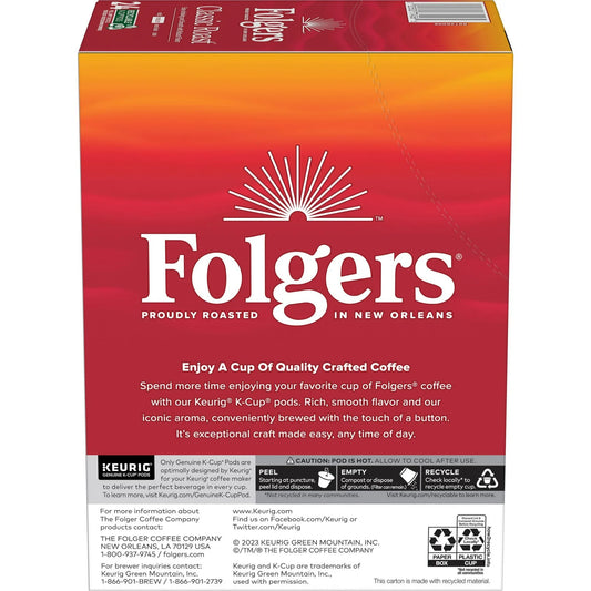Folgers Classic Roast, Medium Roast Coffee, Keurig K Cup Pods, 24 ct