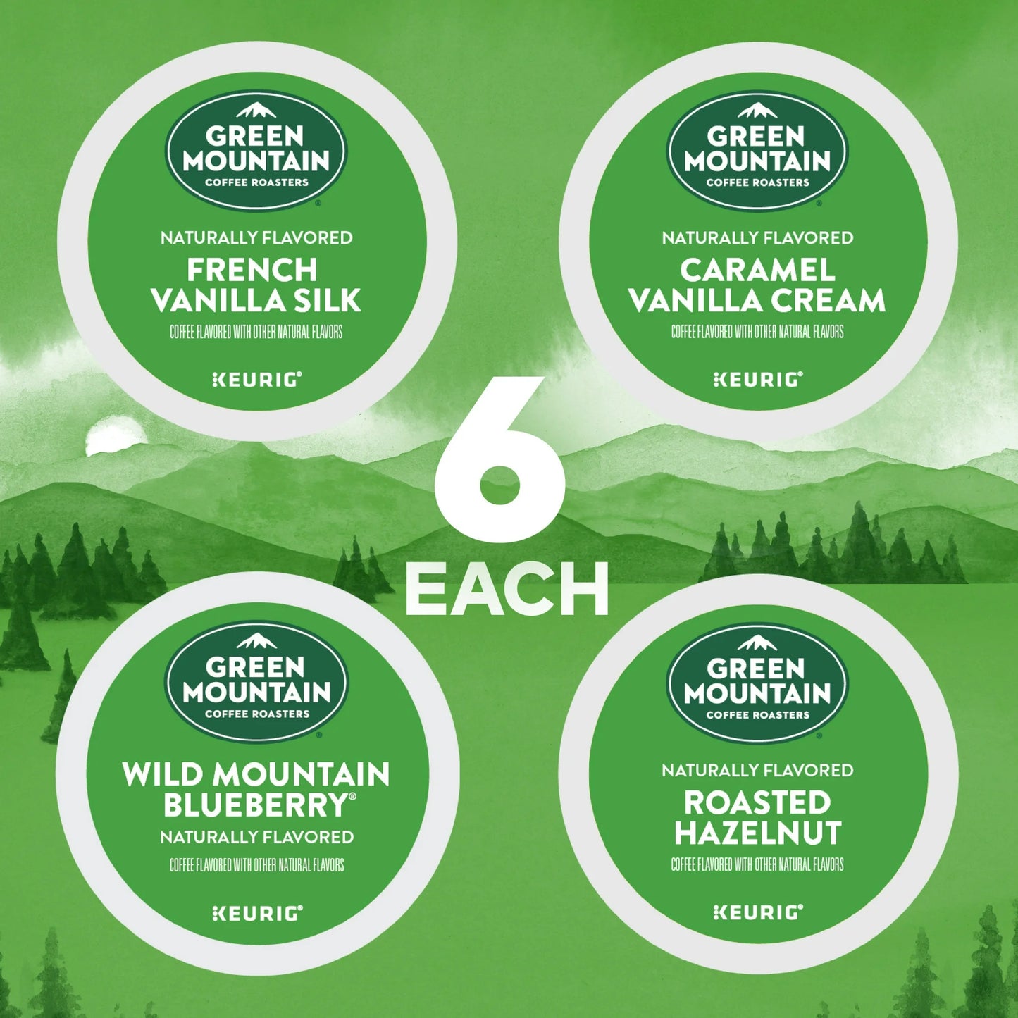 Green Mountain Coffee Roasters, Flavored Coffee Variety Pack Light Roast K-Cup Coffee Pods, 24 Count