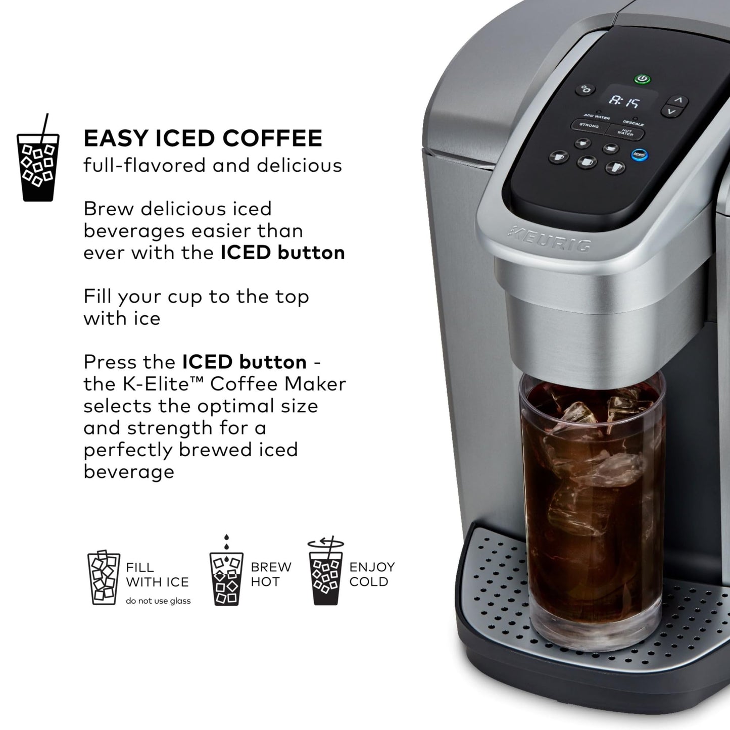 Keurig K-Elite Single Serve K-Cup Pod Coffee Maker, Programmable, Iced Coffee Capability, 8 to 12oz Brew Size