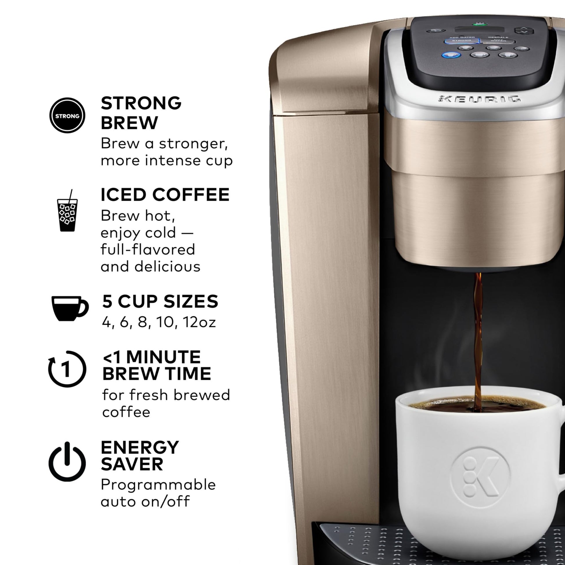 Keurig K-Elite Single Serve K-Cup Pod Coffee Maker, Programmable, Iced Coffee Capability, 8 to 12oz Brew Size