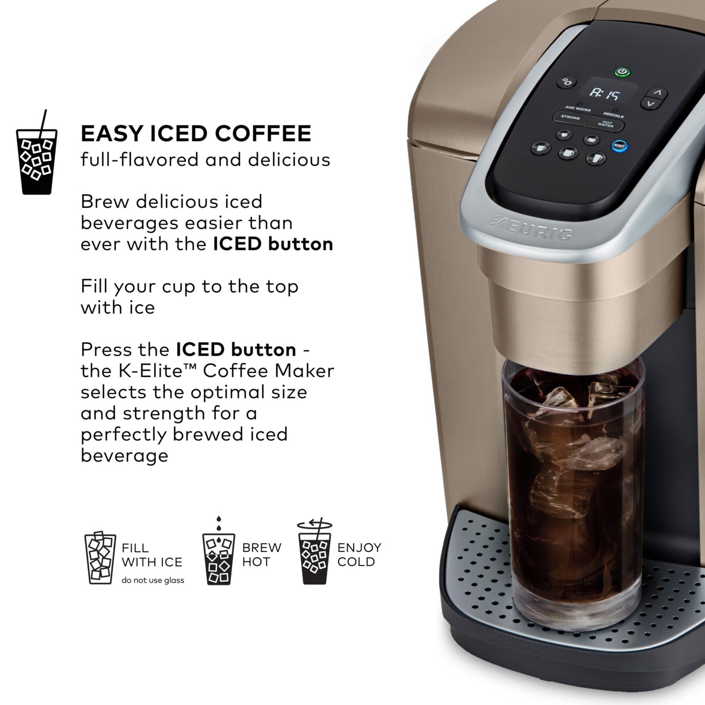 Keurig K-Elite Single Serve K-Cup Pod Coffee Maker, Programmable, Iced Coffee Capability, 8 to 12oz Brew Size