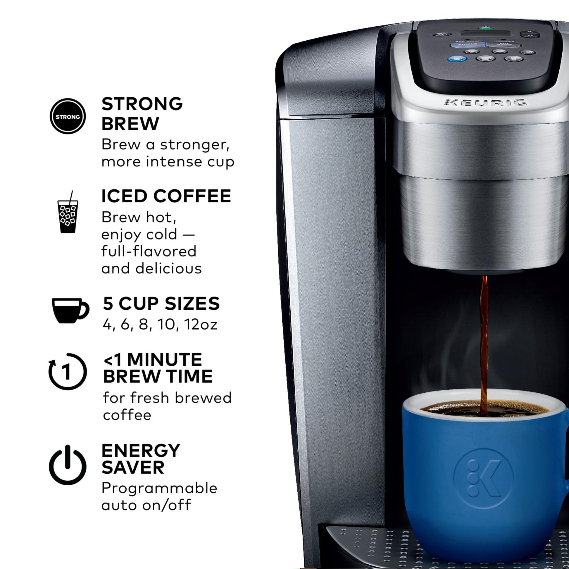 Keurig K-Elite Single Serve K-Cup Pod Coffee Maker, Programmable, Iced Coffee Capability, 8 to 12oz Brew Size