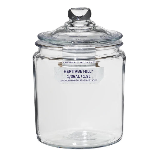 Anchor Hocking Heritage Hill Glass Jar with Lid, 1/2 Gallon