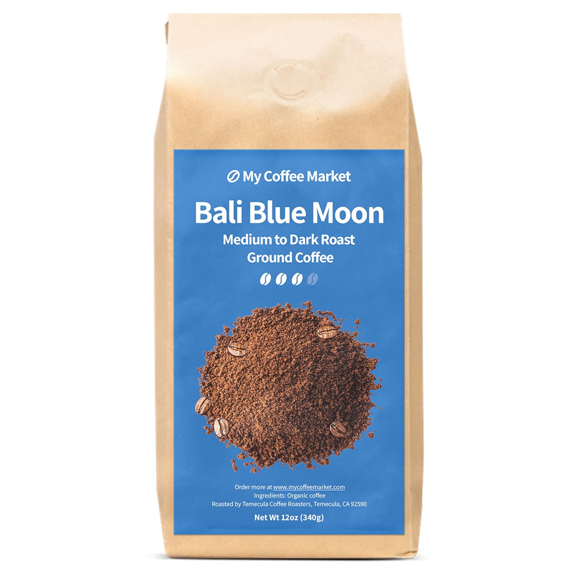 Bali Blue Moon Medium to Dark Roast Ground Coffee 12oz