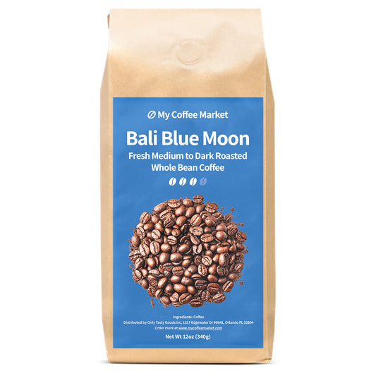 Bali Blue Moon Medium to Dark Roast Whole Bean Coffee 12 oz