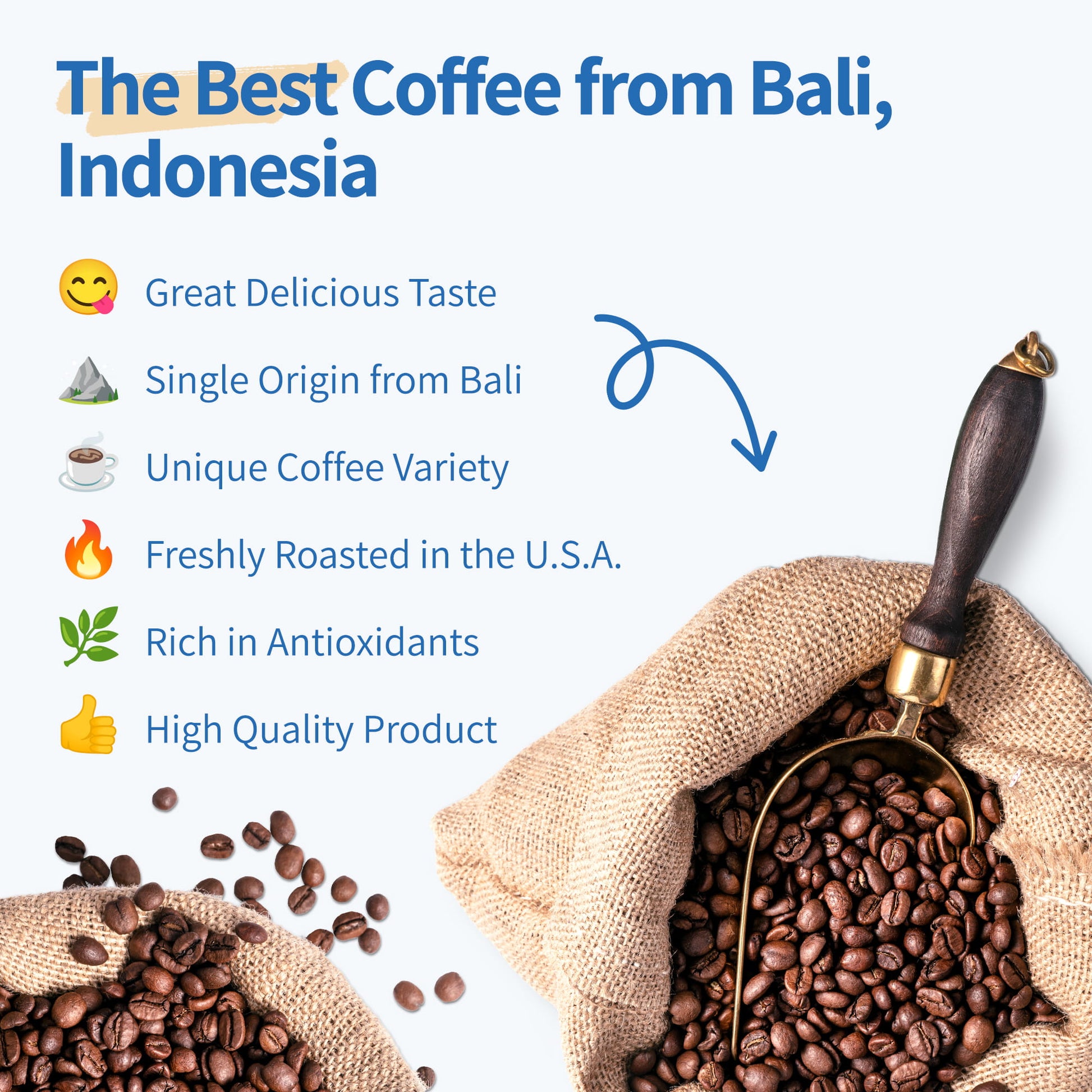 Bali Blue Moon Medium to Dark Roast Whole Bean Coffee 12 oz - Facts