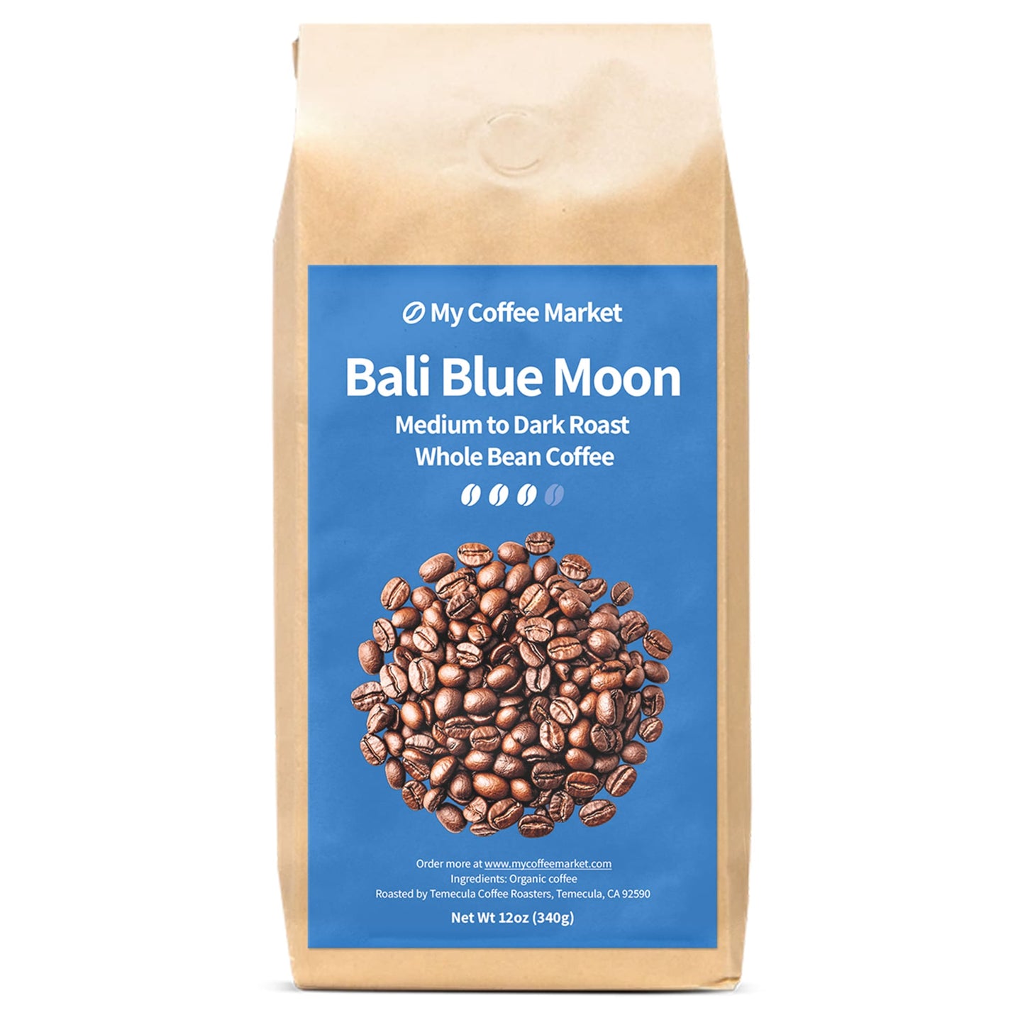 Bali Blue Moon Medium to Dark Roast Whole Bean Coffee 12oz