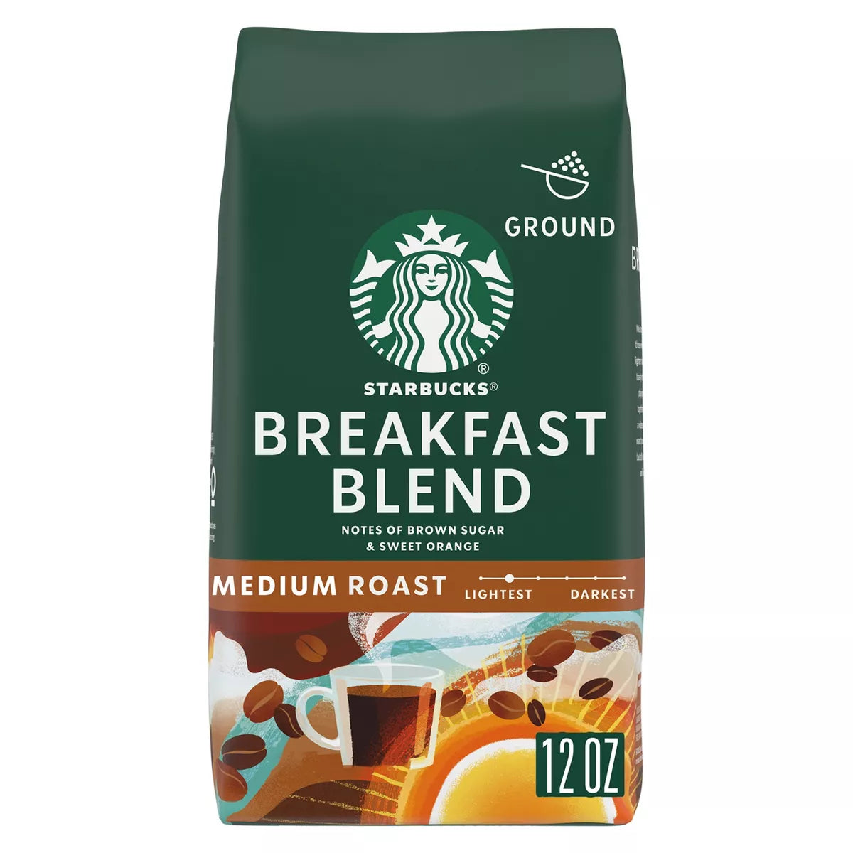 Starbucks Breakfast Blend Medium Roast Ground Coffee, 12 oz. 