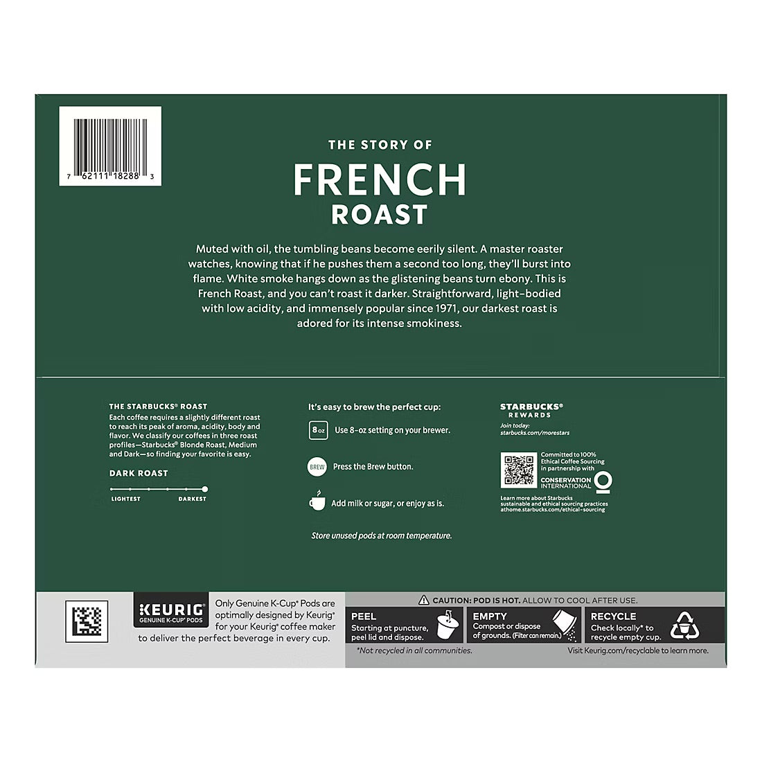 Starbucks French Roast Dark Roast Coffee K-Cup Pods, 72 ct.