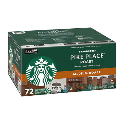 Starbucks Pike Place Roast Medium Roast Coffee K-Cup Pods, 72 ct