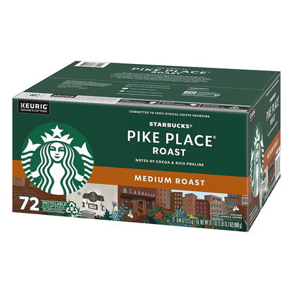 Starbucks Pike Place Roast Medium Roast Coffee K-Cup Pods, 72 ct