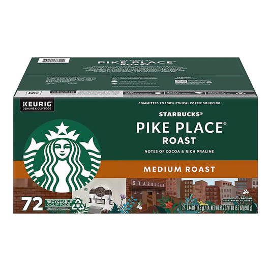 Starbucks Pike Place Roast Medium Roast Coffee K-Cup Pods, 72 ct
