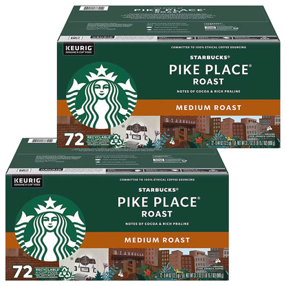 Starbucks Pike Place Roast Medium Roast Coffee K-Cup Pods, 72 ct - 2 Pack