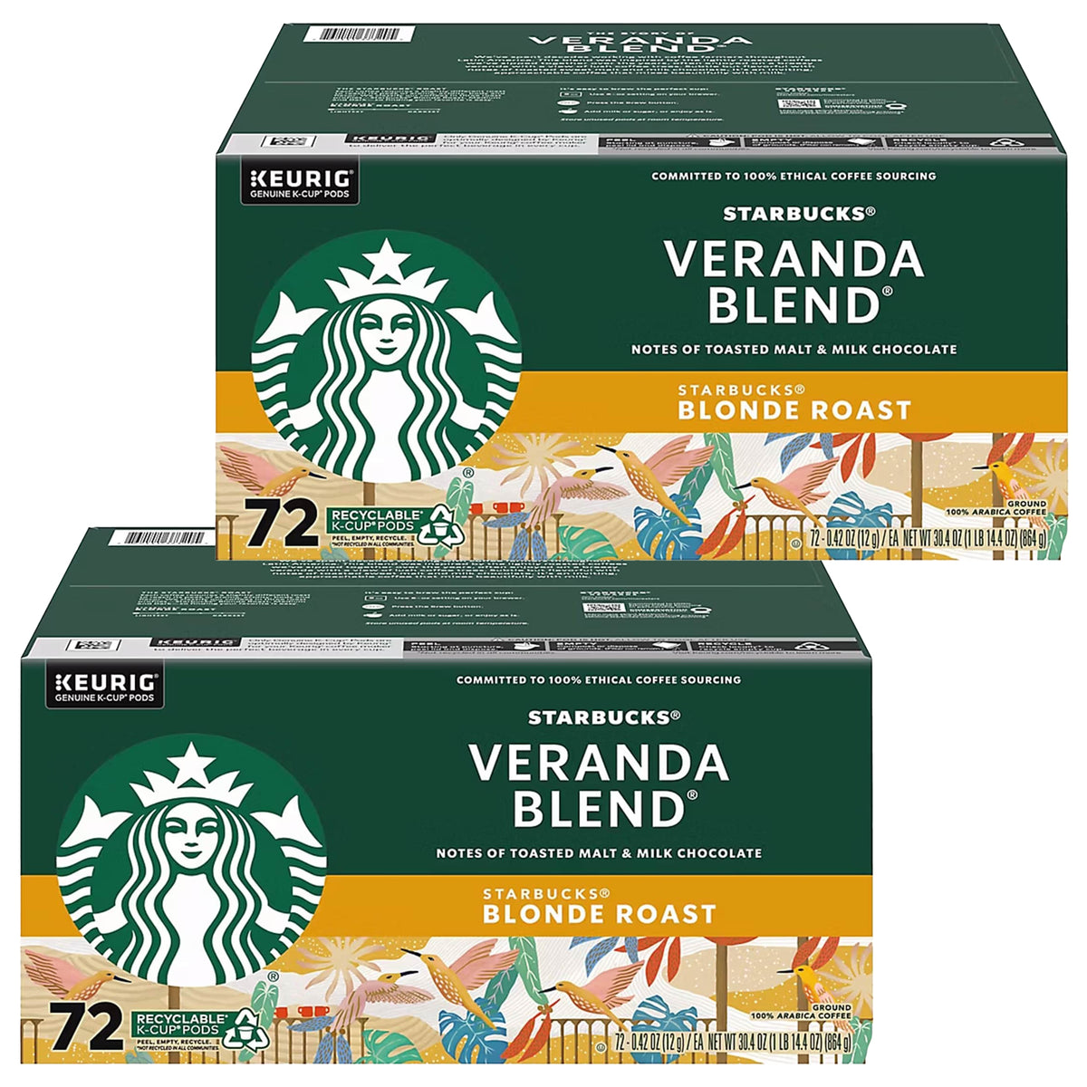 Starbucks Veranda Blend Blonde Roast Coffee K-Cup Pods, 72 ct. - 2 Pack