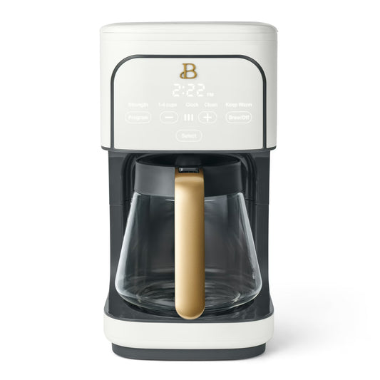 Beautiful 12-Cup Programmable Coffee Maker by Drew Barrymore, White Icing