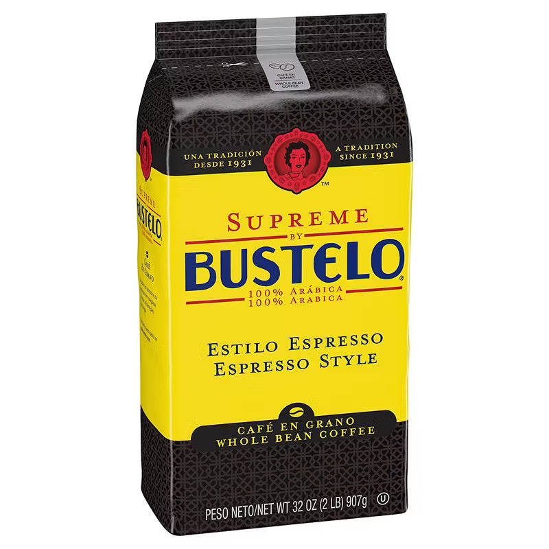 Cafe Bustelo Supreme Espresso Style Whole Bean Coffee Medium Dark Roast 32 oz