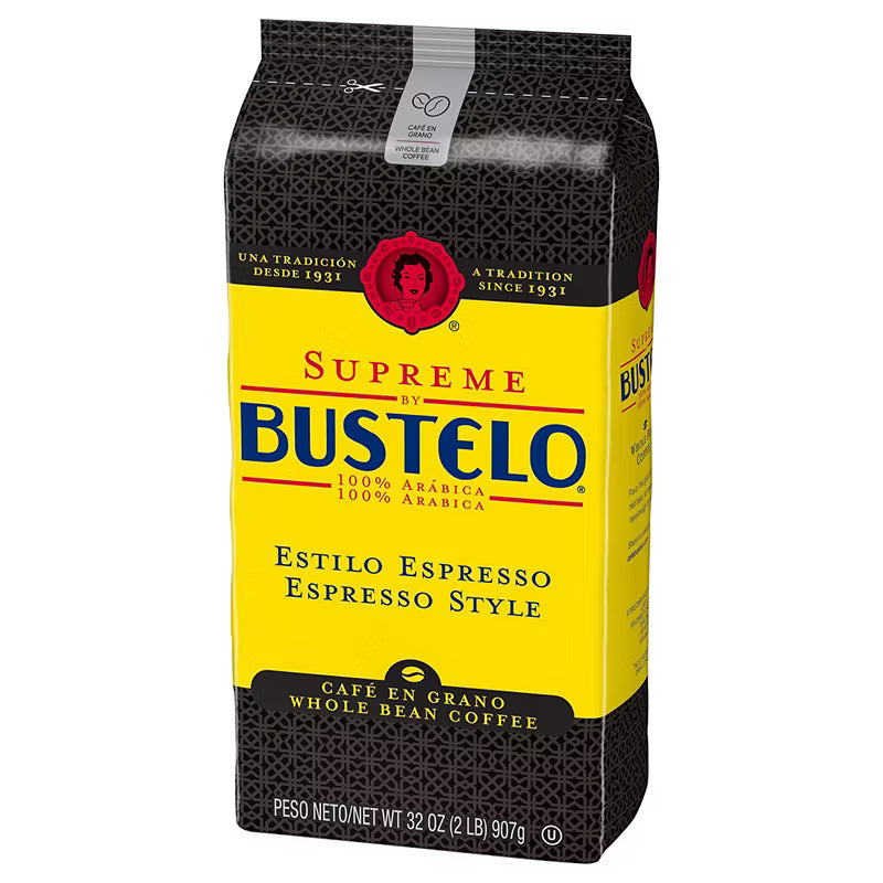 Cafe Bustelo Supreme Espresso Style Whole Bean Coffee Medium Dark Roast 32 oz