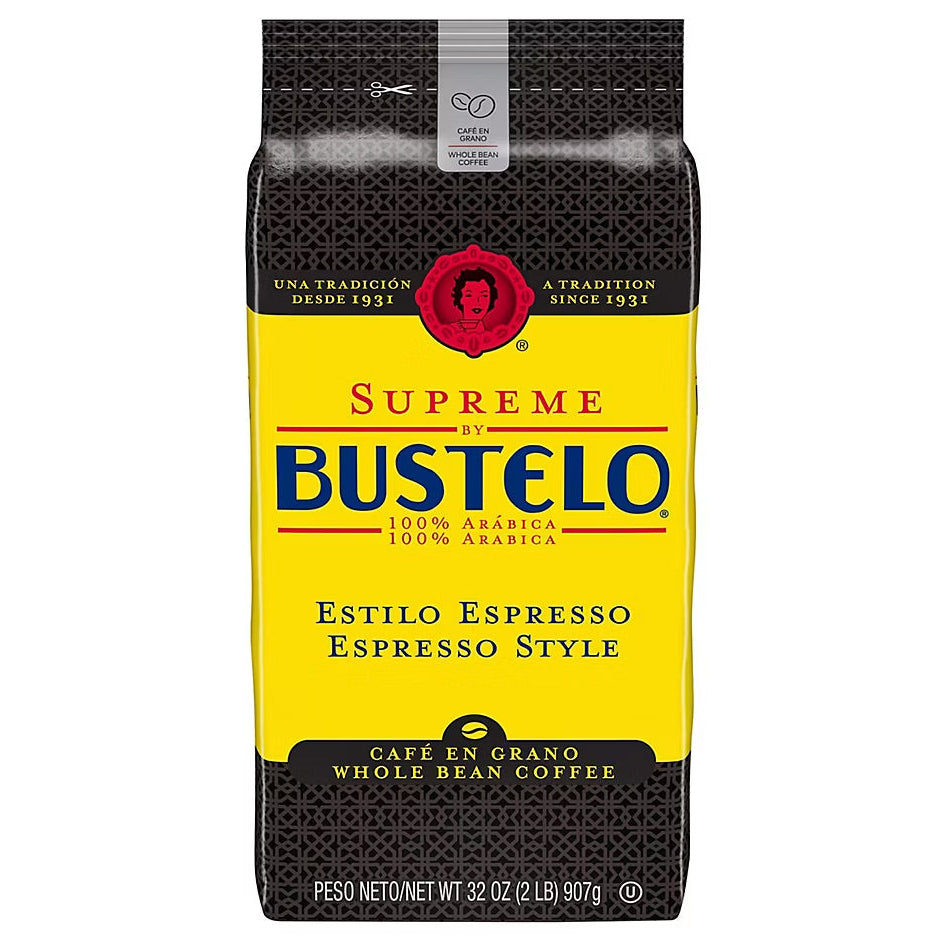 Cafe Bustelo Supreme Espresso Style Whole Bean Coffee Medium Dark Roast 32 oz