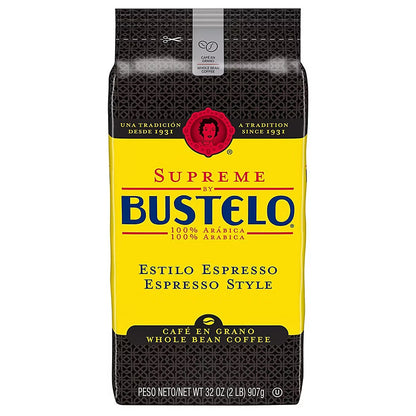 Cafe Bustelo Supreme Espresso Style Whole Bean Coffee Medium Dark Roast 32 oz