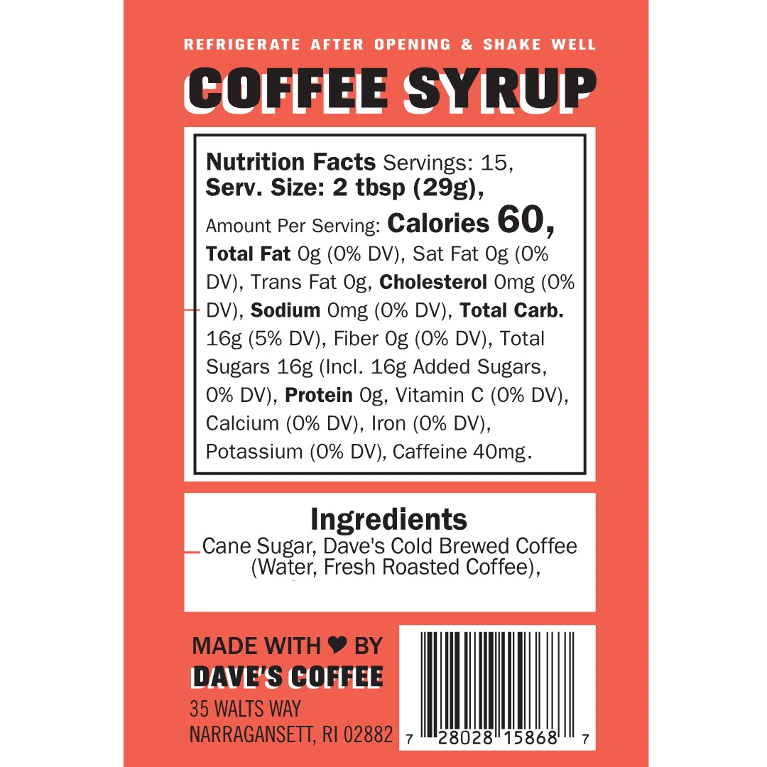 Dave's Original Rhode Island Coffee Syrup, 16 oz.