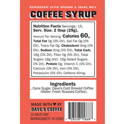 Dave's Original Rhode Island Coffee Syrup, 16 oz.