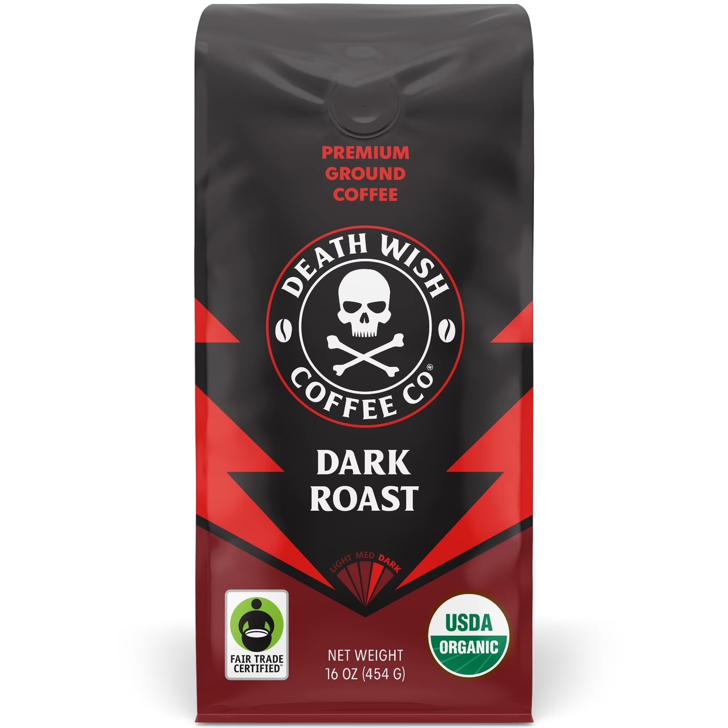Death Wish Coffee Organic and Fair Trade, Dark Roast Ground Coffee, 16 oz