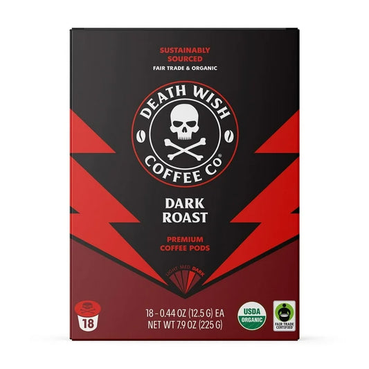 Death Wish Organic Fair Trade Dark Roast Pods 18 Count