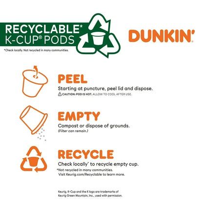 Dunkin’ Original Blend Medium Roast Coffee Keurig K Cup Pods, 44 Ct Box