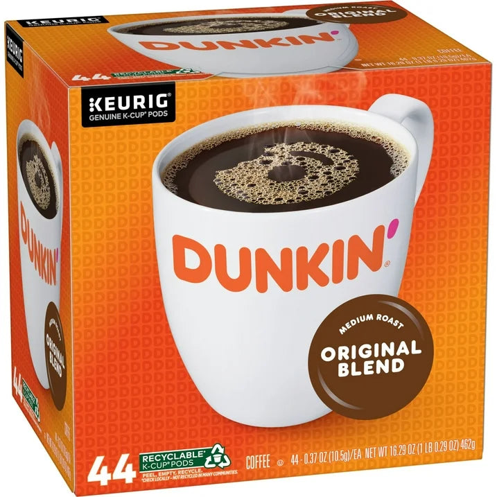 Dunkin’ Original Blend Medium Roast Coffee Keurig K Cup Pods, 44 Ct Box