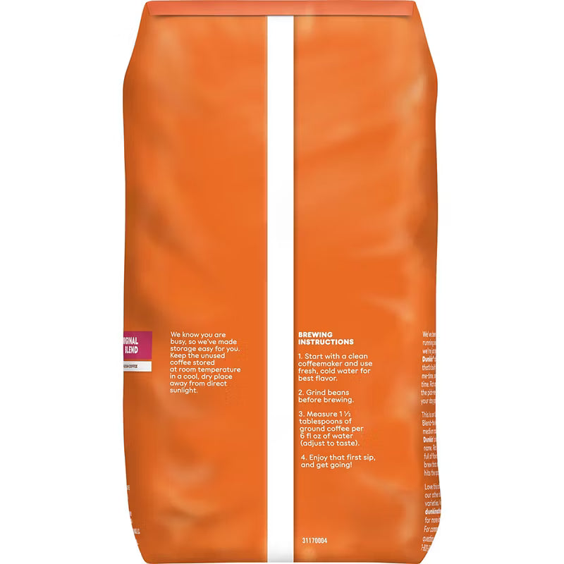 Dunkin' Original Blend Whole Bean Coffee Medium Roast 32 oz