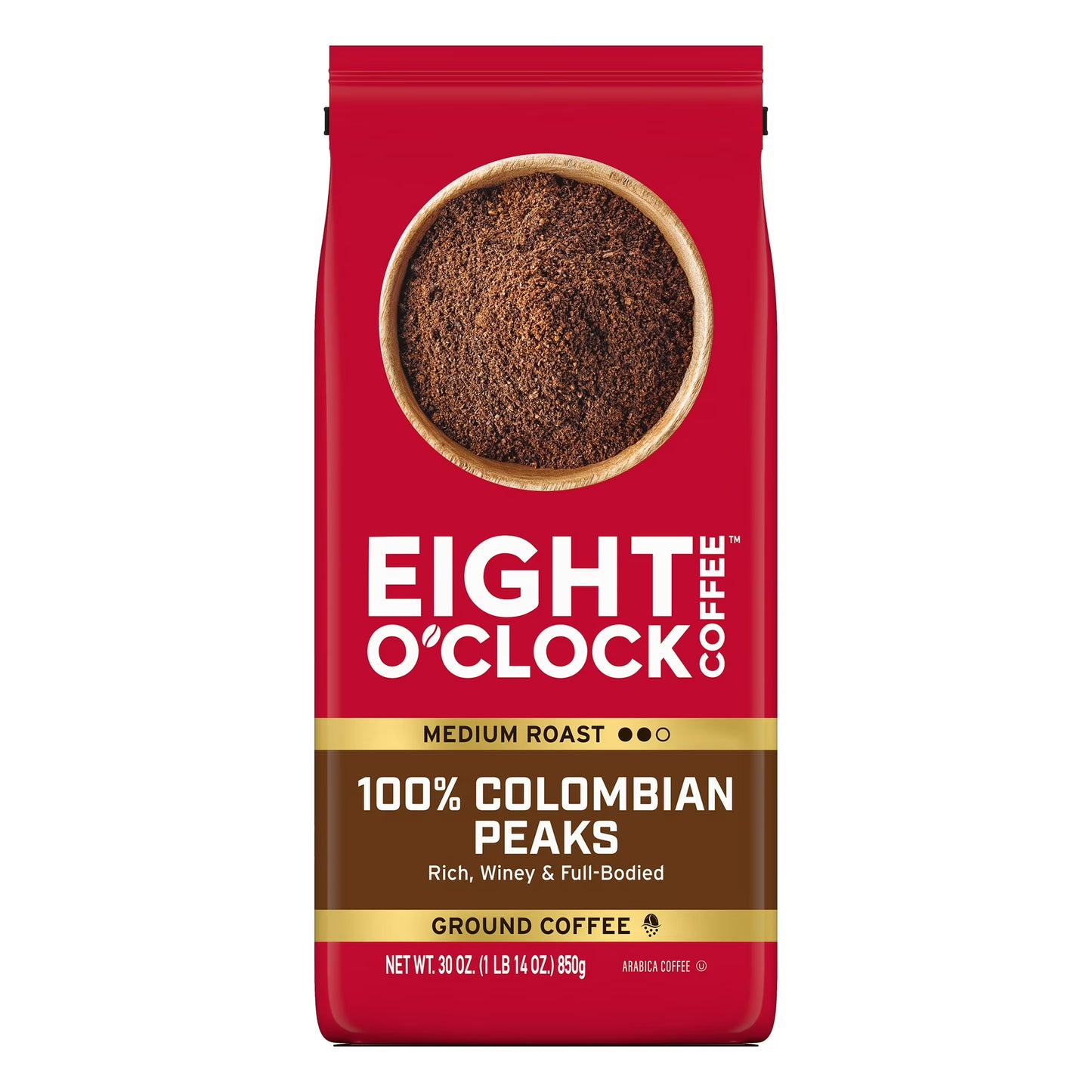 Eight O'Clock Coffee Medium Roast Ground 100% Colombian Peaks Coffee 30 oz