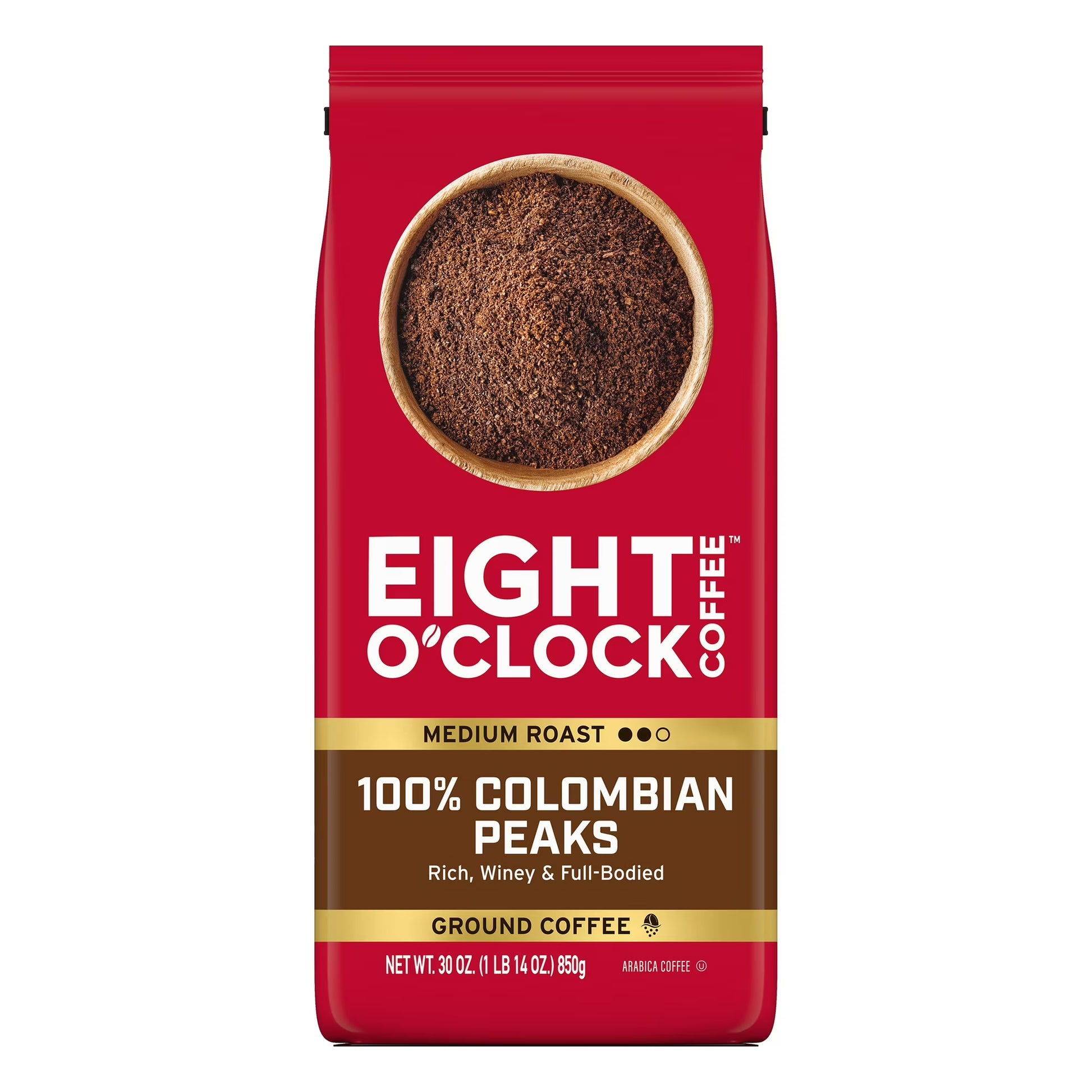 Eight O'Clock Coffee Medium Roast Ground 100% Colombian Peaks Coffee 30 oz