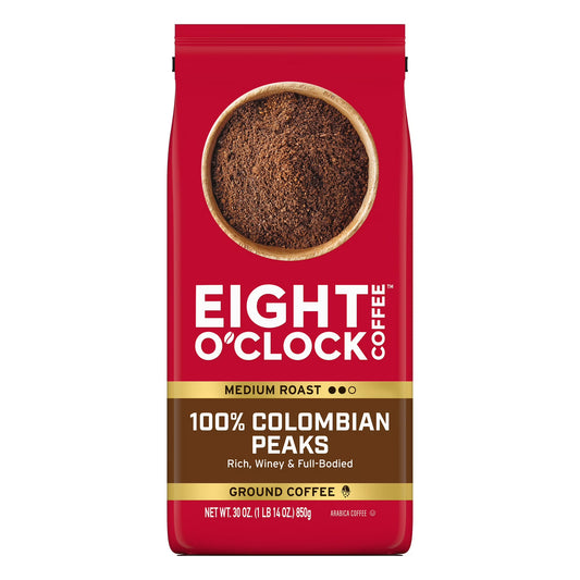 Eight O'Clock Coffee Medium Roast Ground 100% Colombian Peaks Coffee 30 oz