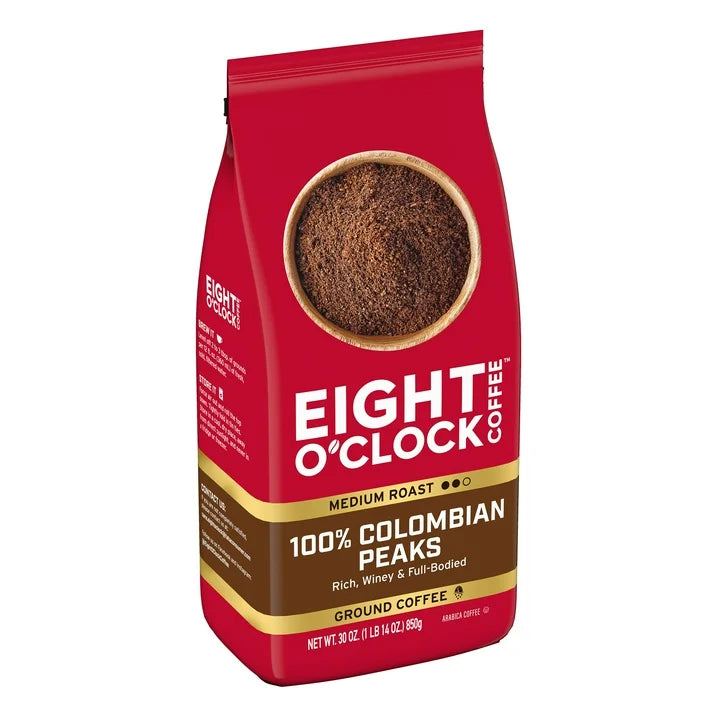 Eight O'Clock Coffee Medium Roast Ground 100% Colombian Peaks Coffee 30 oz