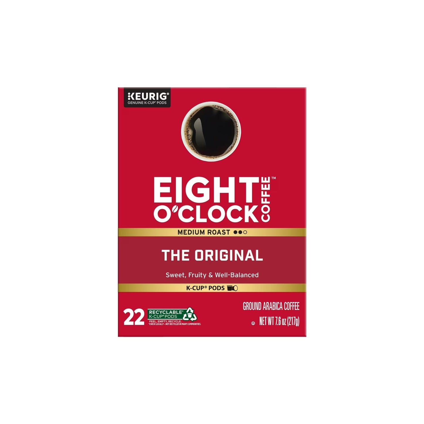 Eight O'Clock K-Cup Pods The Original Arabica Coffee Medium Roast, 22 ct.