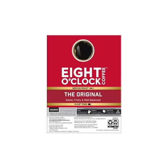 Eight O'Clock K-Cup Pods The Original Arabica Coffee Medium Roast, 22 ct.