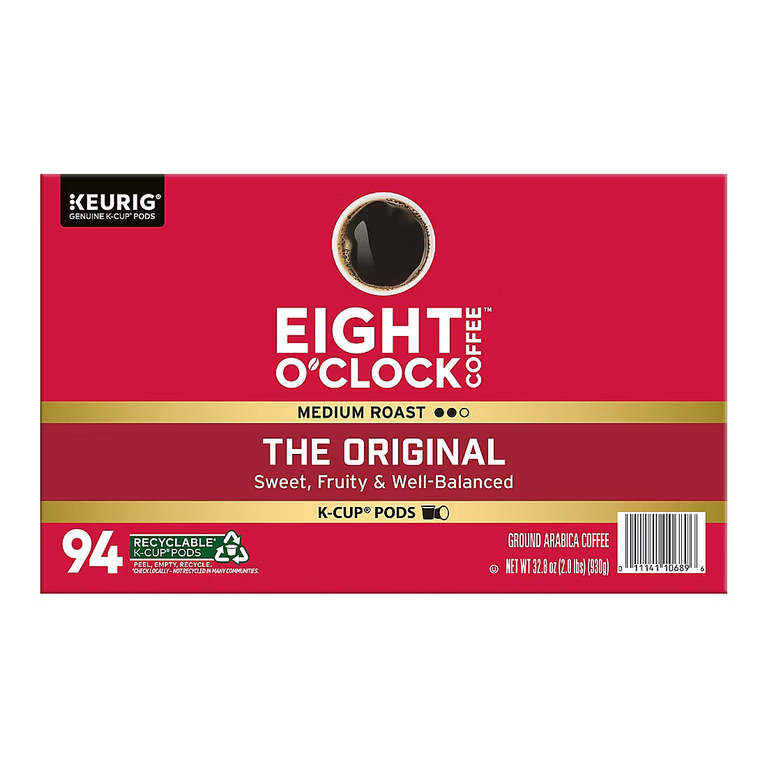 Eight O'Clock K-Cup Pods The Original Arabica Coffee Medium Roast, 94 ct.