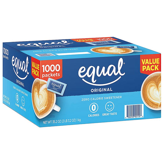 Equal Zero Calorie Sweetener for Coffee, Tea, Hot or Iced Drinks, 1000 ct.