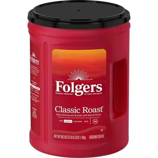 Folgers Classic Roast Ground Coffee, Medium Roast, 40.3 oz