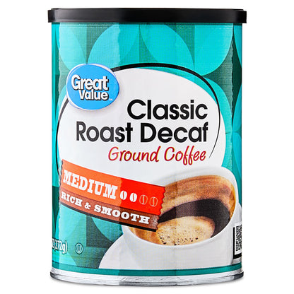 Great Value Decaf Classic Medium Roast Ground Coffee, 9.6 oz