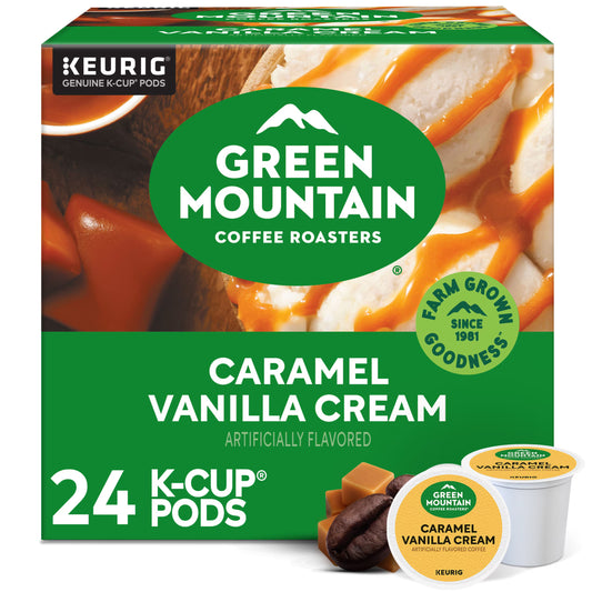 Green Mountain Coffee Roasters Caramel Vanilla Cream Light Roast K-Cup Coffee Pods, 24 ct