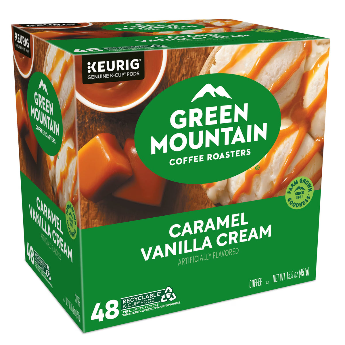 Green Mountain Coffee Roasters Caramel Vanilla Cream Light Roast K-Cup Coffee Pods, 48 ct