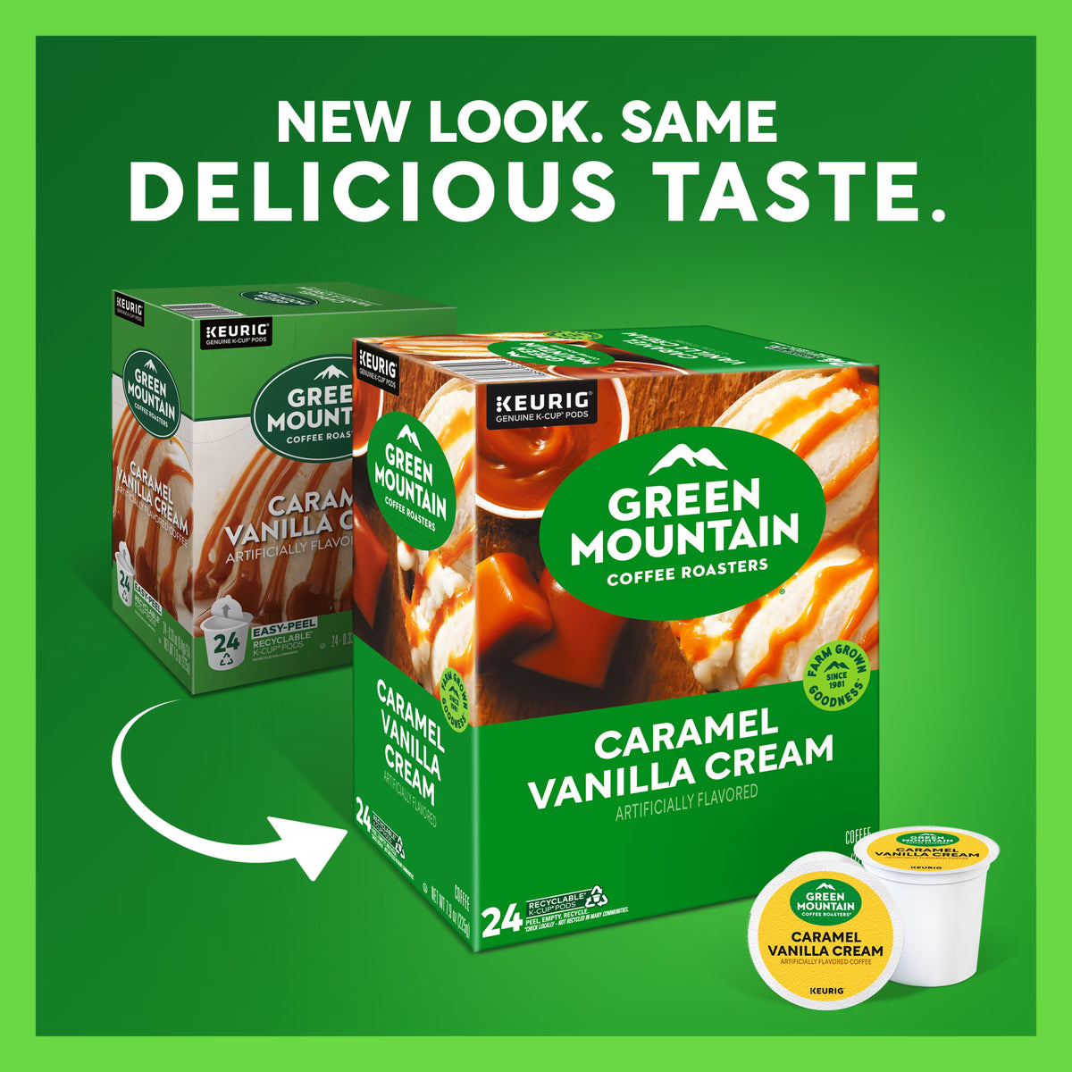 Green Mountain Coffee Roasters Caramel Vanilla Cream Light Roast K-Cup Coffee Pods, 24 ct