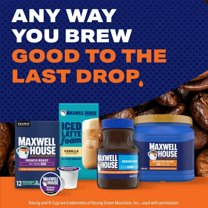 Maxwell House Breakfast Blend Mild Roast Ground Coffee
25.6 oz Canister