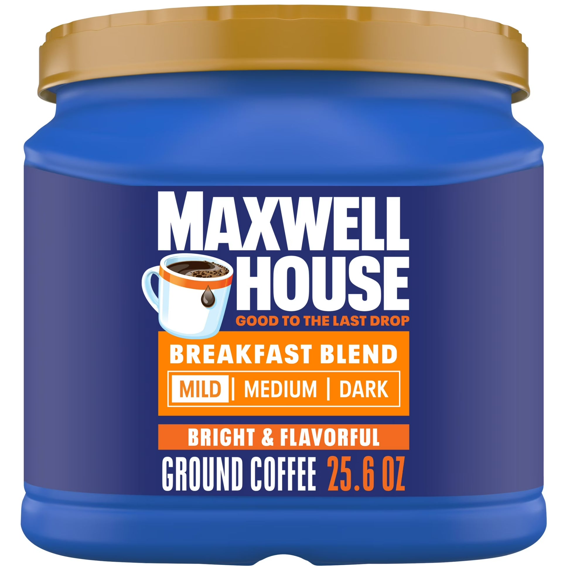 Maxwell House Breakfast Blend Mild Roast Ground Coffee
25.6 oz&nbsp;Canister