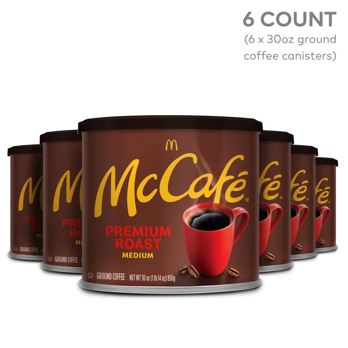 McCafe Premium Roast Ground Coffee Medium 30 oz, 6 Pack