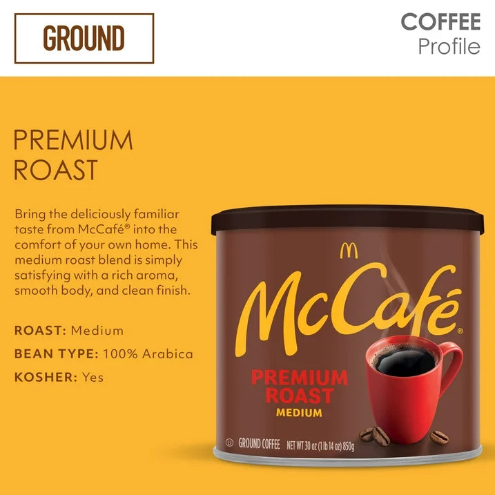 McCafe Premium Roast Ground Coffee Medium 30 oz, 6 Pack