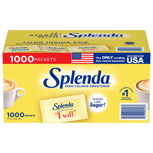 Splenda Zero Calorie Sweetener for Coffee, Tea, Hot or Iced Drinks, 1000 ct