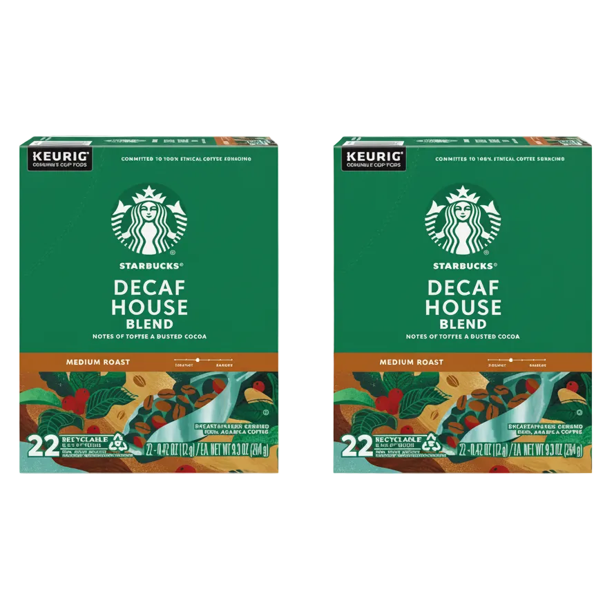 Starbucks Decaf House Blend Medium Roast Keurig K-Cup Coffee Pods, 44ct - 2-Pack